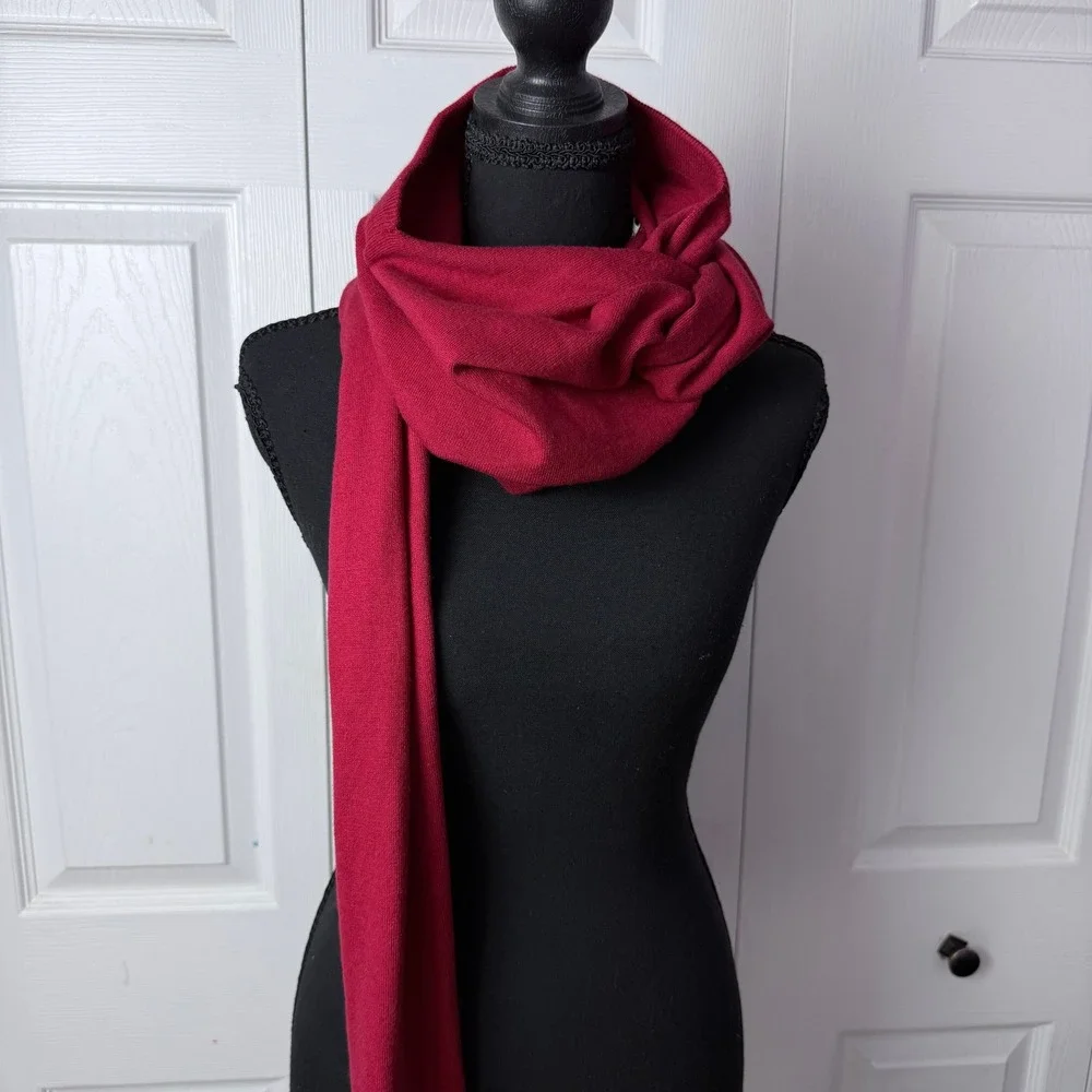 Boston Proper Scarf S Red Silk Cashmere Blend Knit Luxury Quiet Luxury NWT